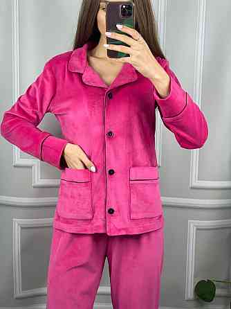 Костюм з плюшевого велюру на ґудзиках із двома кишенями Малиновий XXL Харків