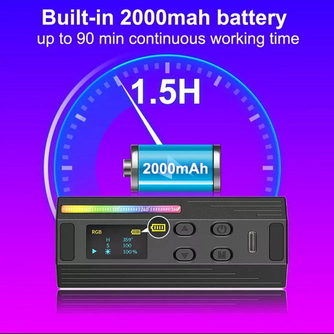 Накамерный LED осветитель Ulanzi i-Light RGB с аккумулятором 2000 mAh Киев - изображение 4