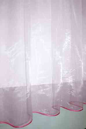 Кухонная занавеска (270х170см) на кухню, балкон цвет розовый с белым 00к 59-379 Киев