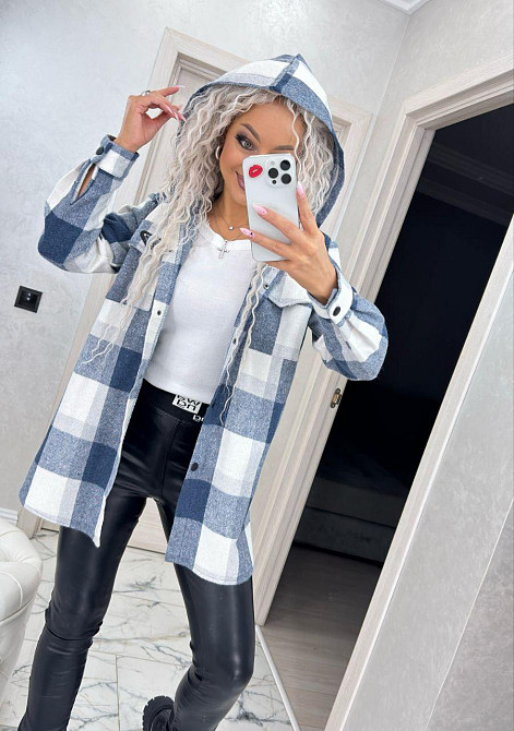 Женская рубашка в клетку оверсайз с капюшоном. 42-60р Киев - изображение 6