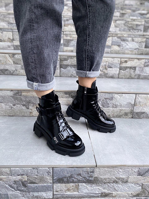 SOTHBY'S Черевики жіночі Sothby's чорні шкіра лакована зима высота 14см (M-1732 4232) Коломия - фото 7