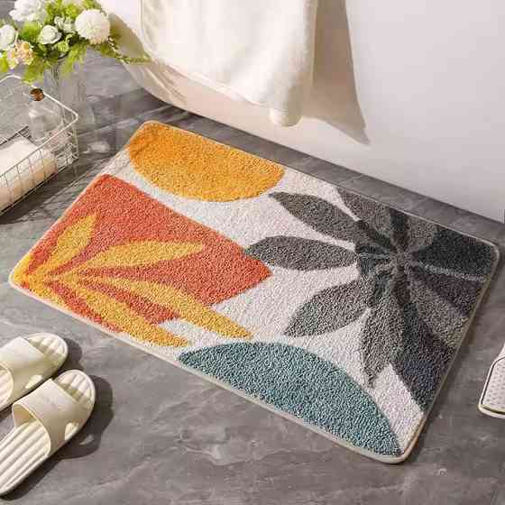 Килимок для ванної кімнати та душу килимок для ніг в душову, мікрофібра, атиковзкий 50х80 см, квітковий принт Кам'янець-Подільський