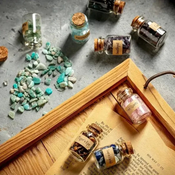 Набор 12 мини-бутылочек с крошкой натуральных камней – 3 см Киев