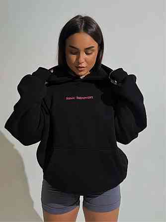 Жіночий теплий оверсайз з акцентним надписом попереду трьохнитка на флісі Одеса