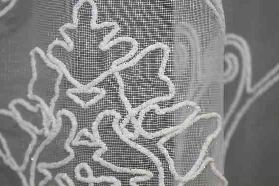 Тюль фатин с вышивкой, цвет белый 1419т Киев