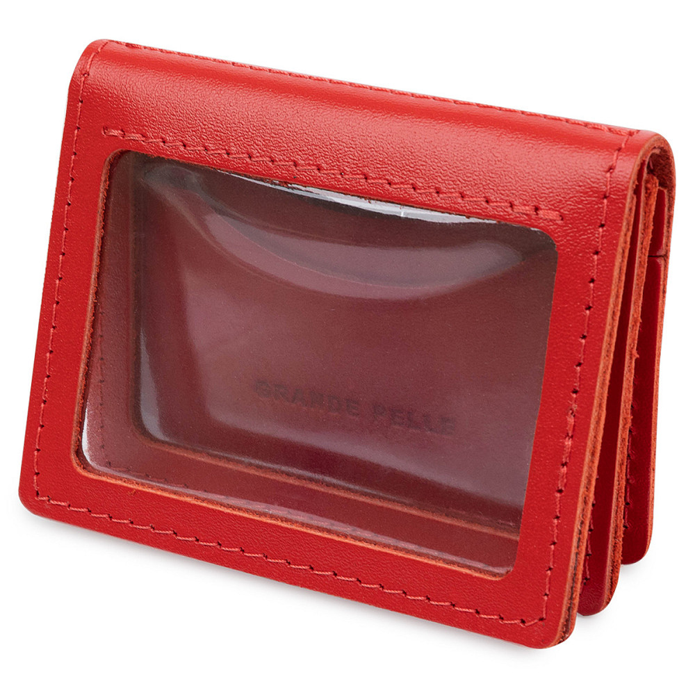 Шкіряна жіноча обкладинка для автодокументів Червоний (GRANDE PELLE) Київ - фото 6