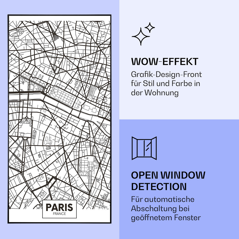 Wonderwall Air Art Умное инфракрасное отопление карта города Париж 60x120 см 700 Вт 60 x 120 см | Карта Парижа Ровно - изображение 6