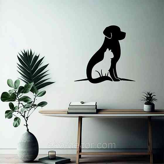 Декоративне настінне 3D Панно «Собака та кіт» Декор на стіну з об'ємом Київ