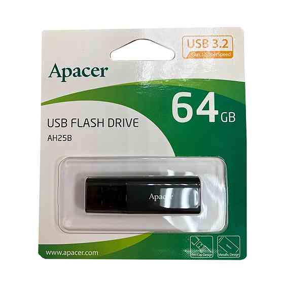 Флеш-накопичувач Apacer USB 3.2 Gen 1 AH25B 64Gb Black Київ