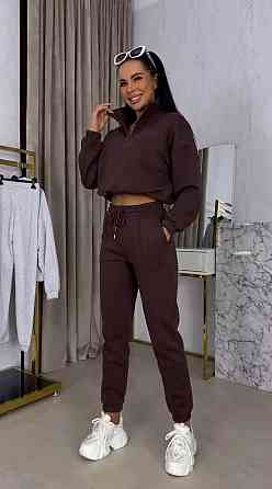 Жіночий плюшевий прогулянковий костюм з велюру Шоколадний, 46/48 Одеса