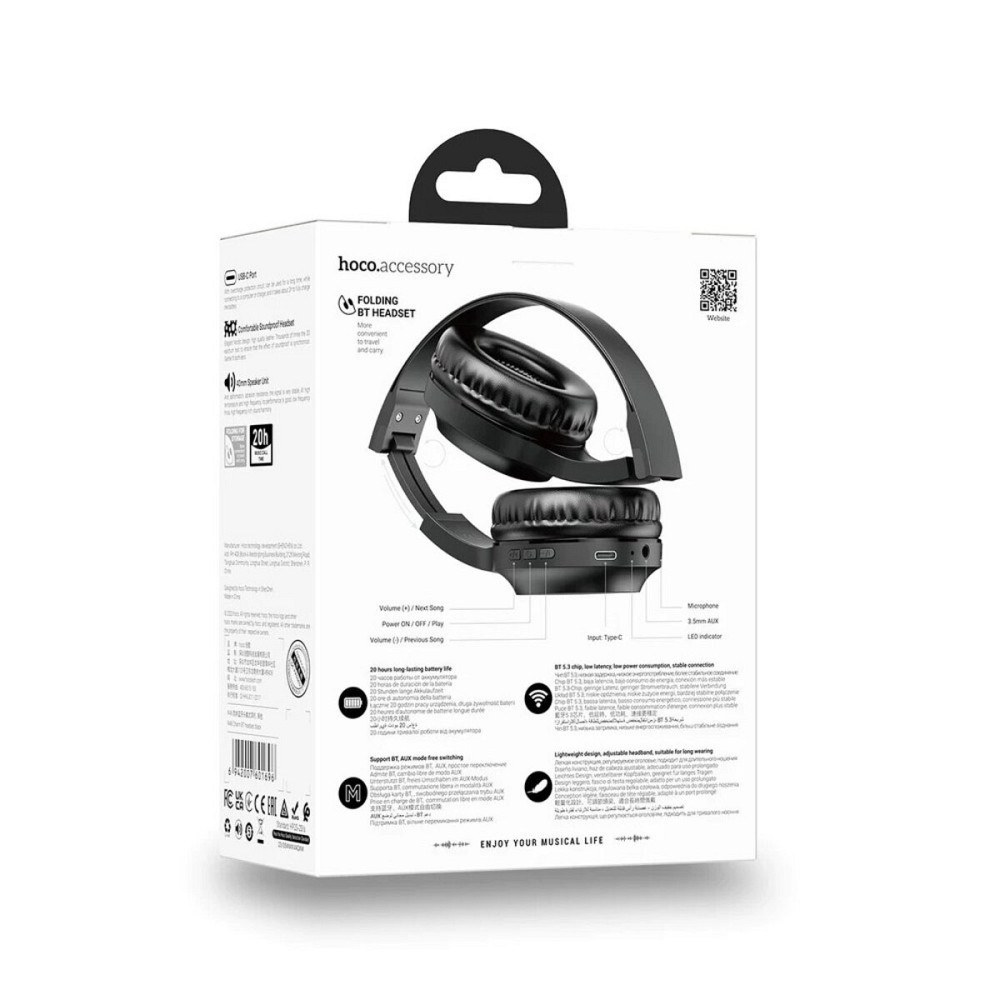 Навушники HOCO W46 Charm BT headset Black Киев - изображение 5