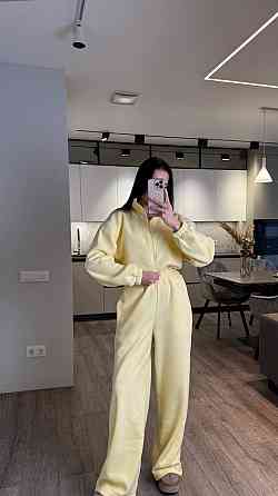 Жіночий повсякденний теплий комбінезон із флісу Лимонний Одеса