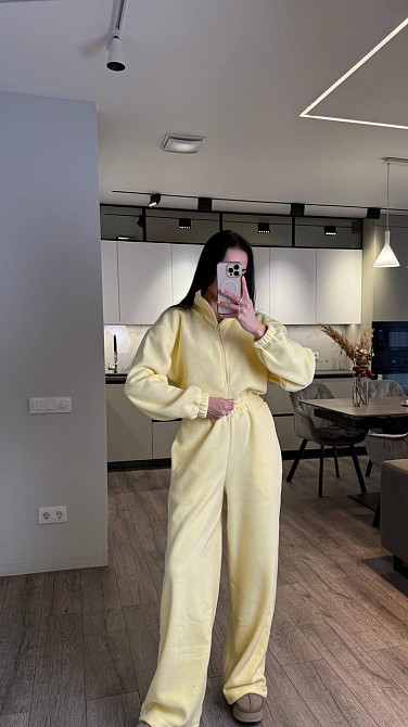 Жіночий повсякденний теплий комбінезон із флісу Лимонний Одеса - фото 6