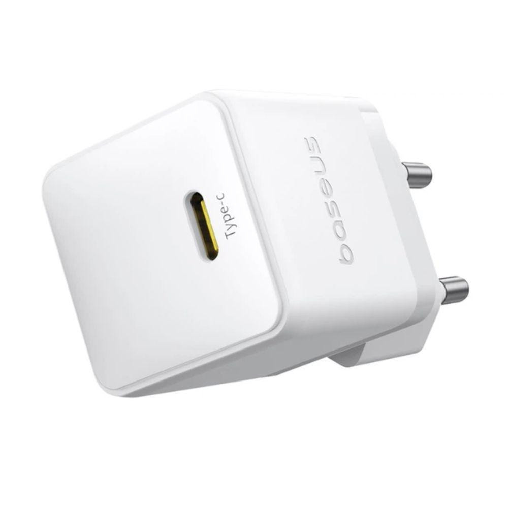 Сетевое зарядное устройство с кабелем Baseus Palm Fast Charger 1C 20W EU Moon White set USB-C to iP 20W 1m Одесса - изображение 4