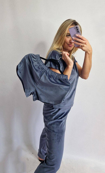 Велюрова піжама великого розміру Графітовий XXL Харків - фото 2