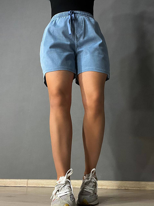 Шорти жіночі джинсові Kenalin 460-4 тенсель тонкі короткі на резинці блакитні, блакитний, M, M, 77 с Одеса - фото 2