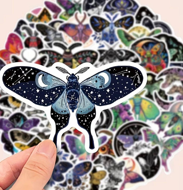 Набор наклеек бабочки 50 шт виниловые aesthetic стикеры moth butterfly для ноутбука телефона Киев - изображение 4