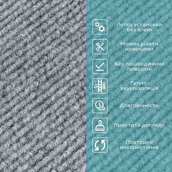 Плитка ковролиновая с TPR основой многоразовая серая 600х600х4мм SW-00002800 Киев