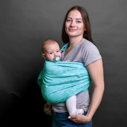 Жаккардовый слинг с кольцами для малышей 0 - 36 месяцев Coolbabka Feathers Бирюзовый Кривой Рог