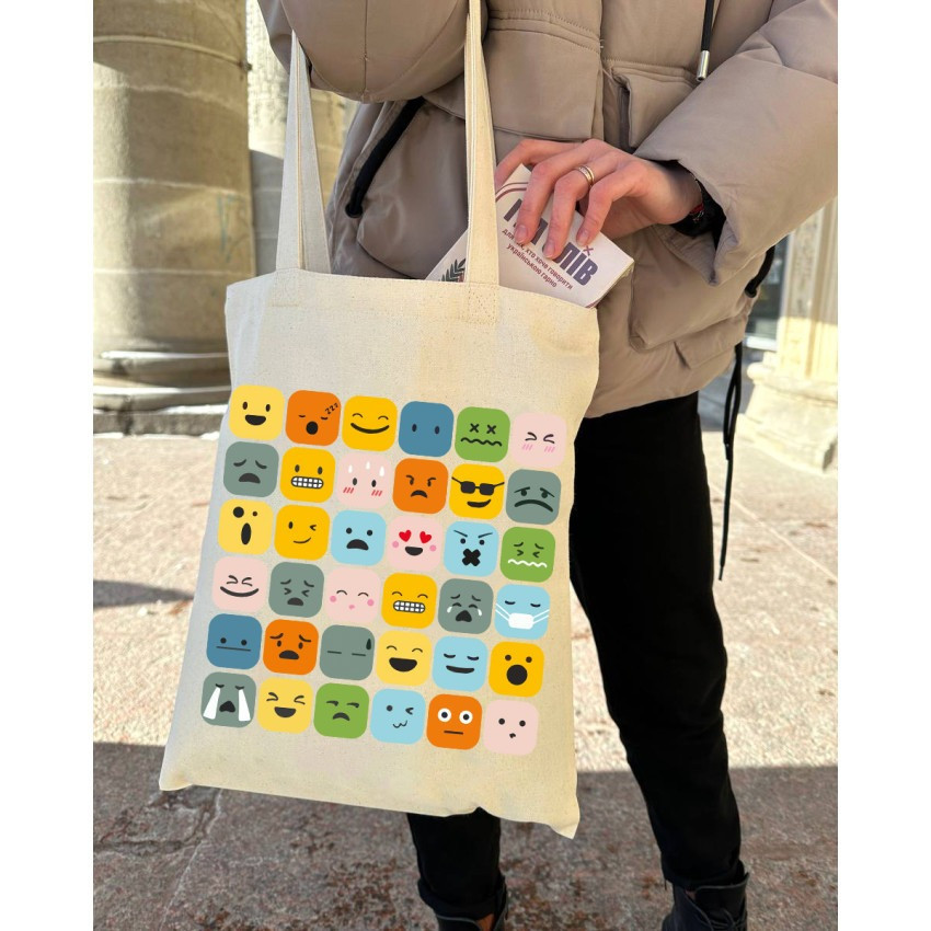 Екошопер BookOpt BK4101 Смайлики бежевий Київ - фото 10