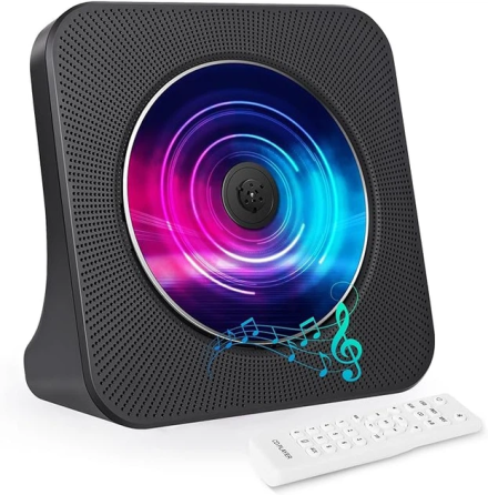 Портативний CD-плеєр Bluetooth 5.0 Hi-Fi — Настільний програвач з FM-радіо, USB та таймером сну, Чорний матовий Київ