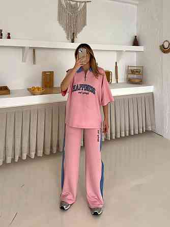 Женский стильный прогулочный костюм двойка трикотаж Розовый, S Одесса