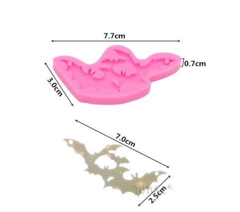 Молд силиконовый Летучие мыши 77 на 30 мм розовый Киев - изображение 2