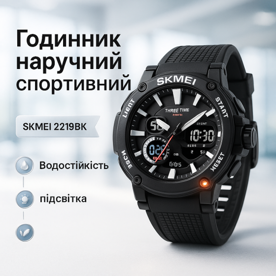 Наручные часы с электронным механизмом SKMEI 2219BK, Часы спортивные многофункциональные CK-87 Львов