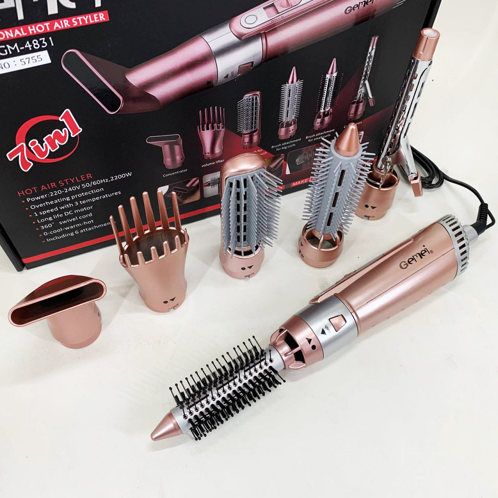 Фен з іонізацією для укладання GEMEI GM-4831, Фен з холодним і теплим режимами професійна щітка XU-88 Львів - фото 11