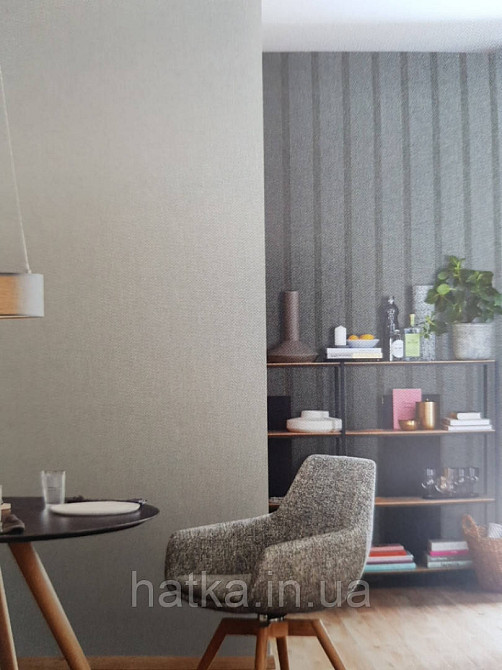 Обои виниловые на флизелине Marburg 31826 New modern полосы широкие узкие зеленые хаки Киев - изображение 4