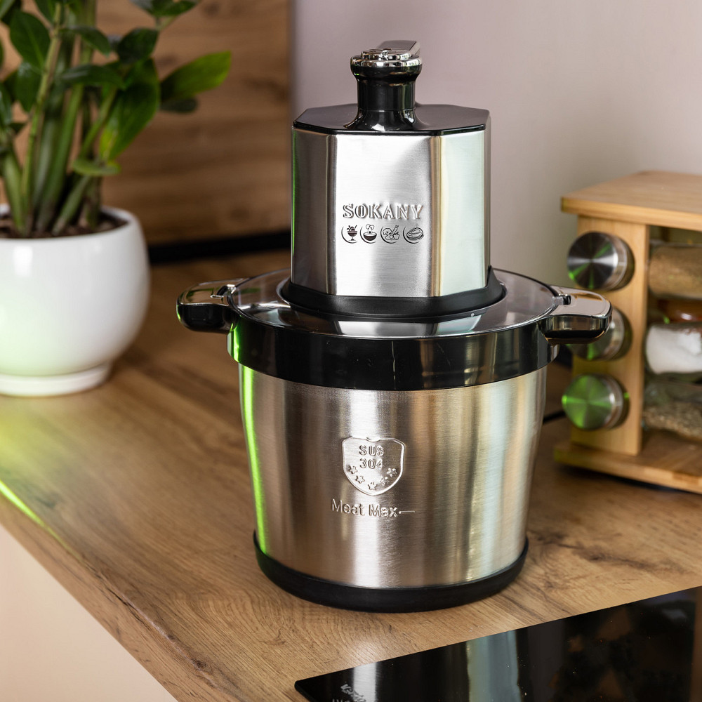 Sokany Чопер подрібнювач з чашею 3,5 літри м'ясорізка 4 леза нержавіюча сталь м'ясорубка Sokany Коломыя - изображение 8