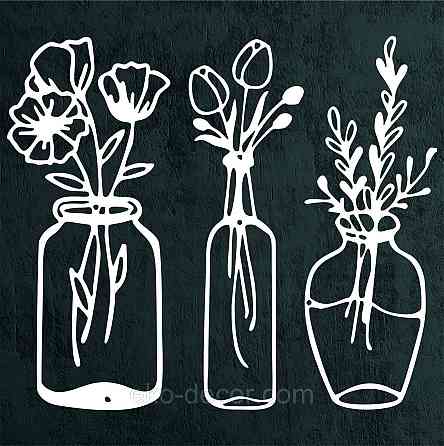 Декоративное настенное Панно «Цветы в баночке» Декор на стену 50*57 см, Белый Киев