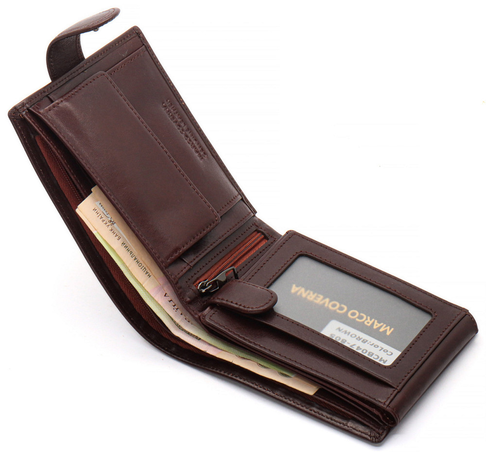 Коричневе шкіряне чоловіче портмоне з відділеннями для документів Marco Coverna MCBK010-805 Київ - фото 5