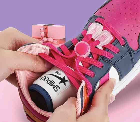 Шнурки еластичні без зав'язок з пластиковими фіксаторами Яскраво-рожевий Сміла