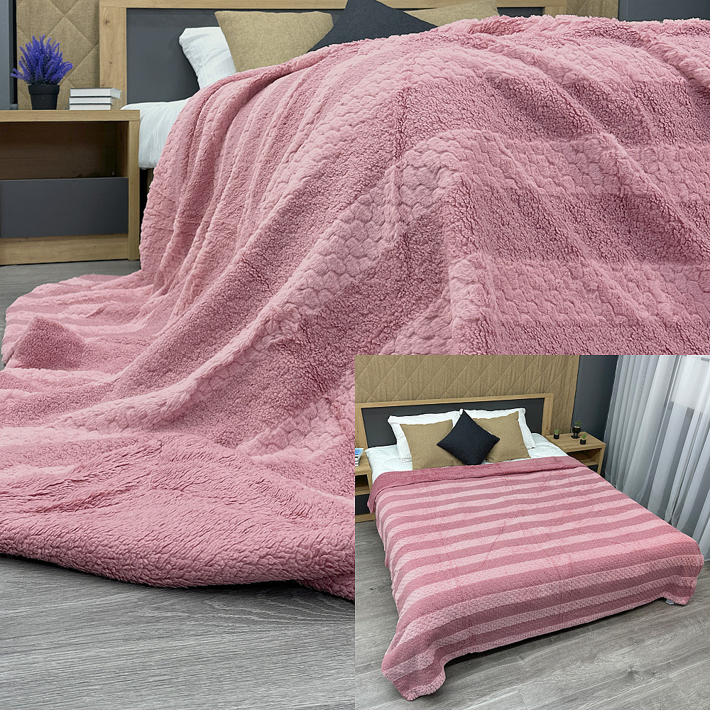 Плед 200х230 см (+-10см) Рогожка на овчине 