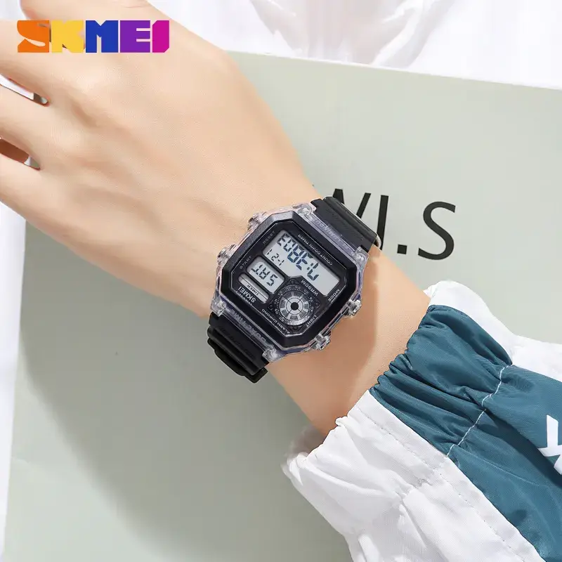 Чоловічий наручний спортивний годинник Skmei 1998 (Чорний з білим) Вінниця - фото 6