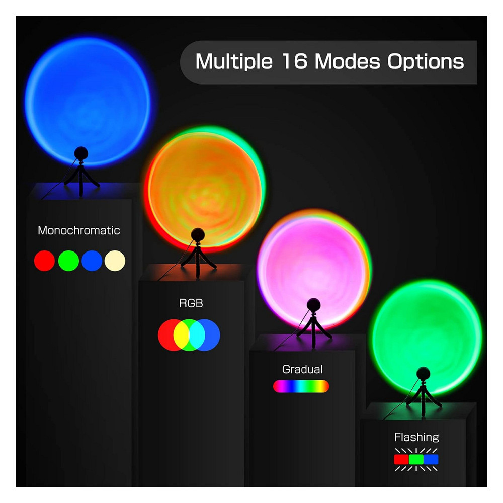 Лампа-проектор MeRGBW-Home багатоколірна RGB LED USB керування додатком і кнопкою 360° обертання штатив для спальні фото вечірок Київ - фото 3