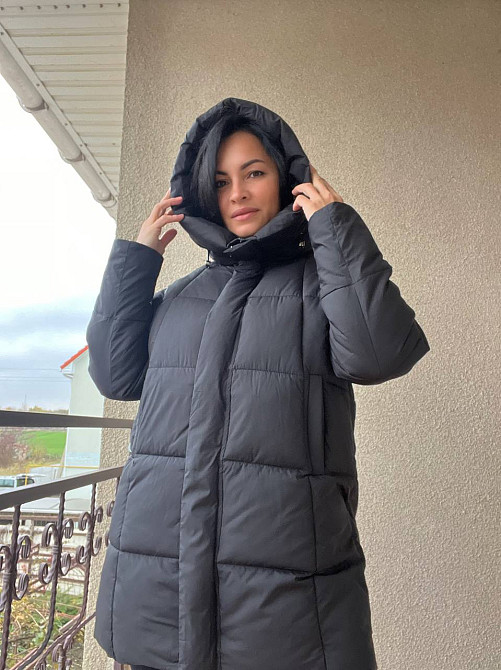 Куртка жіноча Lady Yep 9045 довга стегана з капюшоном пальто чорна, чорний, 42 Київ - фото 7