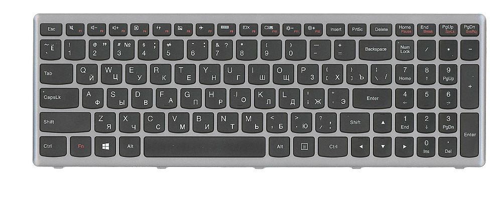 Клавиатура для ноутбука Lenovo Ideapad (Z500) Black, (Gray Frame) RU Вінниця - фото 2