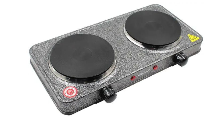 Електрична плита Domotec MS-5822 з 2 конфорками, потужність 2000 Вт, сірий корпус, компактна модель Одеса - фото 2