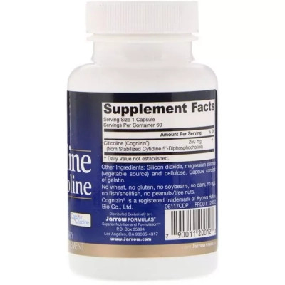 Вітамінно-мінеральний комплекс Jarrow Formulas Цитиколін, 250 мг, CDP Choline, 60 капсул (JRW-20012) Вінниця - фото 2