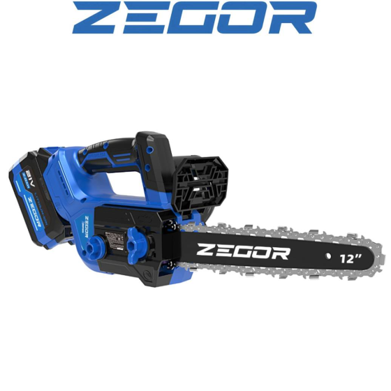 Аккумуляторная цепная пила ZEGOR CSAX-21BL-12 : шина 30 cм (акум 2шт-21V 6.0Ah и ЗУ) Киев