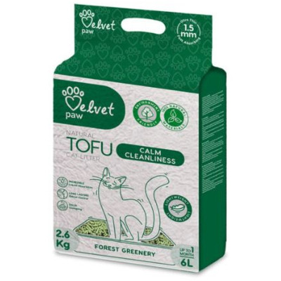Наповнювач для туалету Velvet Paw TOFU &quot;Заспокійлива чистота&quot;, з есенцією лісової зелені (1.5 мм) 2.6 кг (TOF70058) Вінниця - фото 1