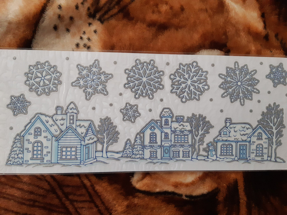 Новогодняя наклейка с блестками Melinera 21 на 55 см голубой Киев - изображение 2