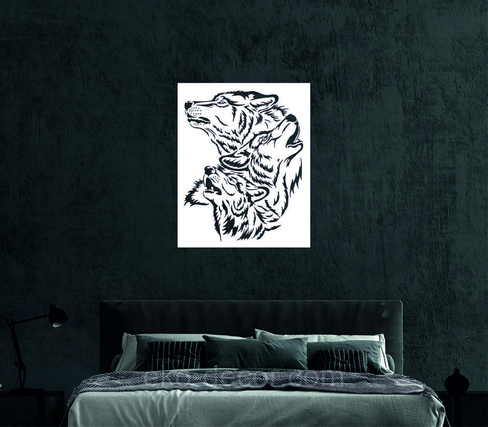 Декоративное настенное Панно «Волки» Декор на стену 70*56 см, Белый Киев - изображение 3