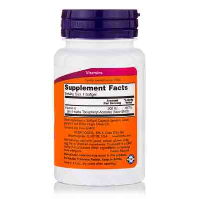 Вітамін Now Foods Вітамін E, Е-200, 100 желатинових капсул (NF0825) Вінниця
