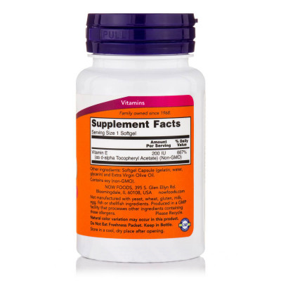 Вітамін Now Foods Вітамін E, Е-200, 100 желатинових капсул (NF0825) Вінниця - фото 2