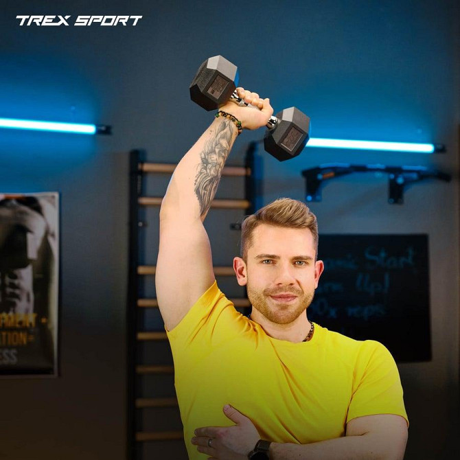Гантеля шестигранна прогумована TX-150RD Trex Sport 15кг Киев - изображение 5