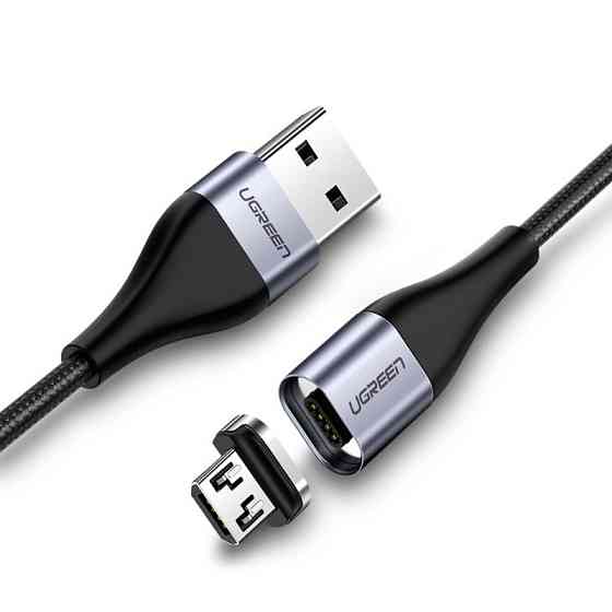 Магнітний кабель Micro USB Ugreen для заряджання і передачі даних (Чорний, 1м) Николаев