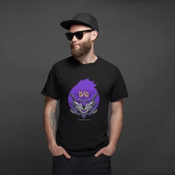 Футболка чоловіча з  принтом Наруто Саске Кібер Версія Розмір 48 Anime0104 Дніпро